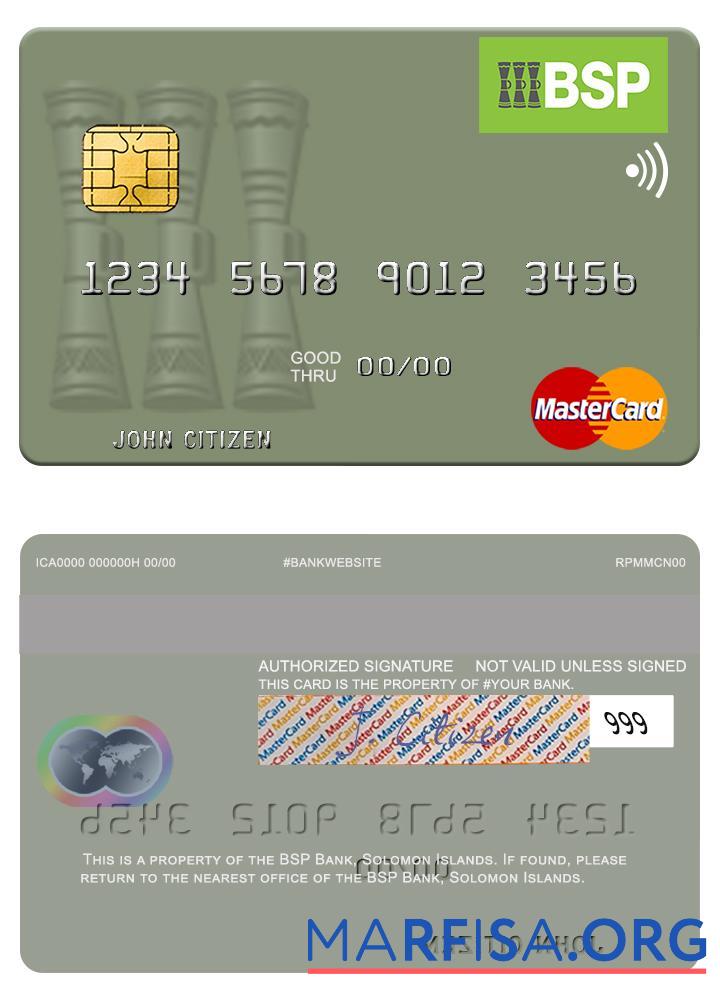 Printable Solomon Islands BSP Bank mastercard template